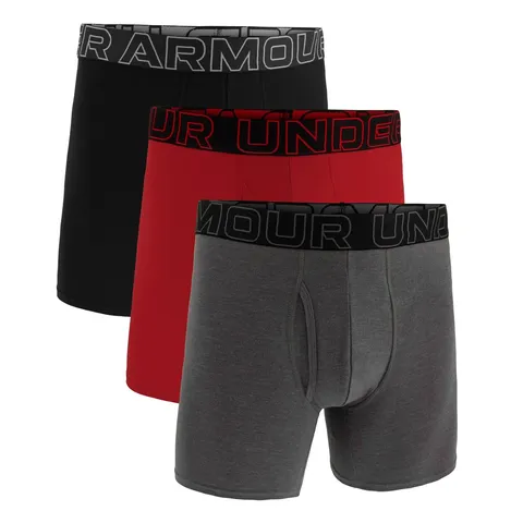 Under Armour Confezione da 3 Boxer da Uomo in Cotone Performance, Gamba da 15 cm - Traspiranti, assorbono Il Sudore, Morbidi, Comfort Tutto Il Giorno, L, Nero/Grigio/Rosso