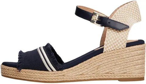 Tommy Hilfiger Donna Espadrillas Wedge Fringe Canvas con Tacco a Zeppa, Blu (Space Blue), 37