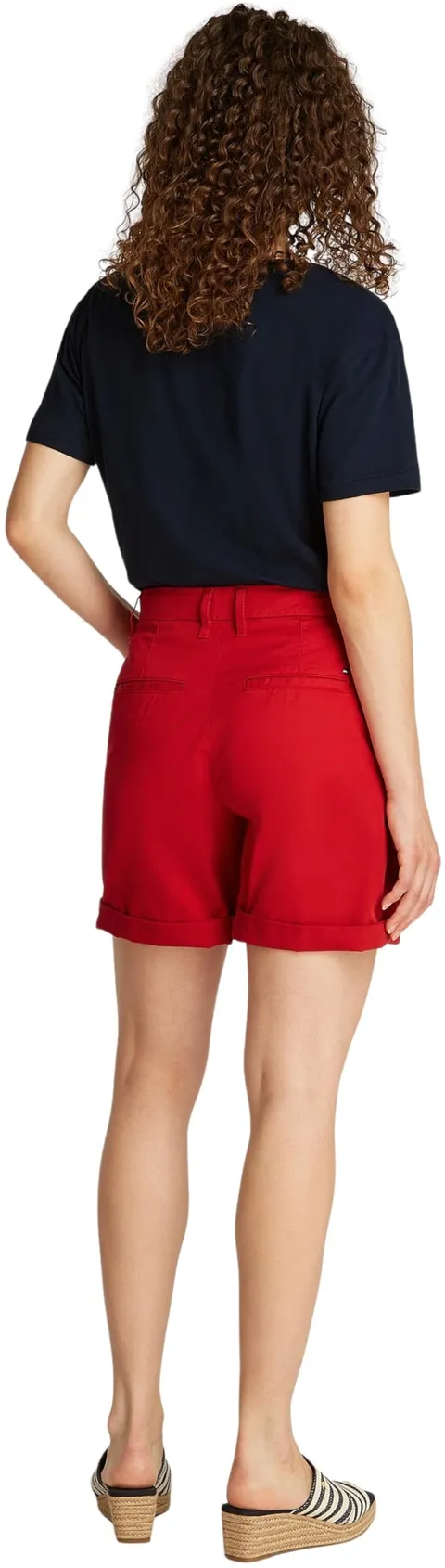 Tommy Hilfiger Pantaloncini Chino Donna Mom Fit, Multicolore (Medium Red), 50