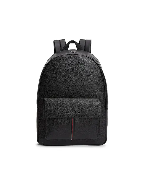 Tommy Hilfiger Uomo Zaino Central Backpack con Tasca con Patta Esterna, Nero (Black)
