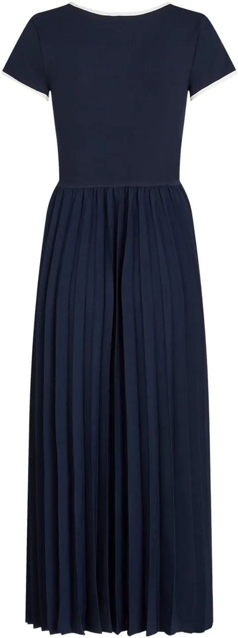 Tommy Hilfiger Donna Abito Contrast Soft Pleat Fit & Flare, Blu (Dark Night Navy), S
