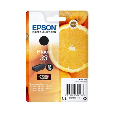 Epson Cartuccia di inchiostro singola originale Claria Arance 33 - Cartuccia nero - 1 x 4,5 ml - I migliori risultati con gli inchiostri originali