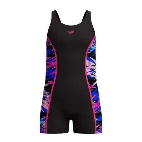 Speedo Hyperboom Splice Muscleback Costume da Bagno per Bambina, Nero, 6 Anni