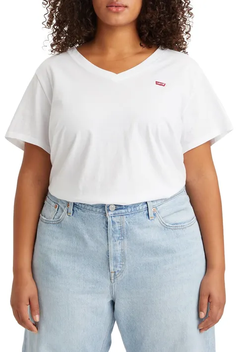 Levi's Plus Size V-neck Tee, T-shirt Donna, Bright White, 4XL
