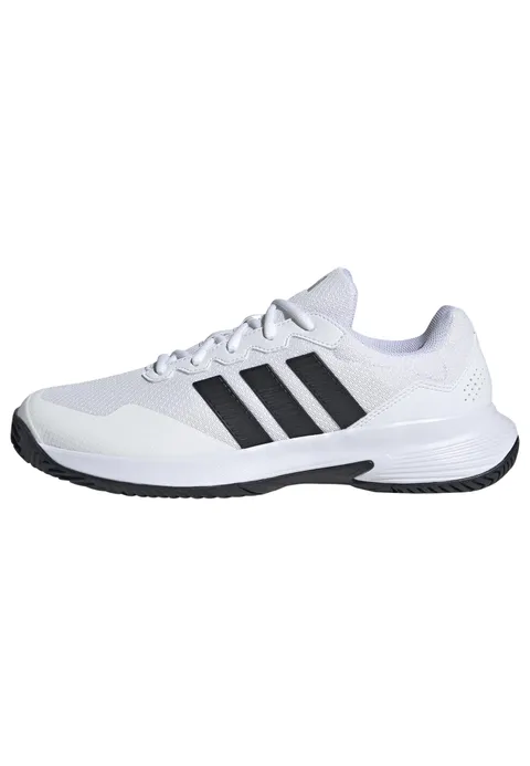 adidas Uomo Gamecourt 2 Tennis Shoes, Ftwr White/Core Black/Silver Met., 42 2/3 EU