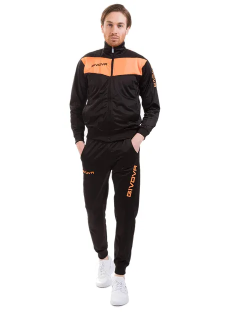 Givova TUTA VISA FLUO Triacetato NERO/Arancio FLUO Tg. L