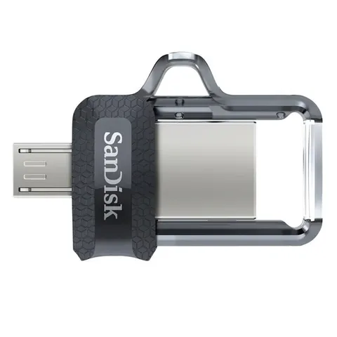 Unità micro USB SanDisk Ultra Dual m3.0, memoria smartphone da 128 GB (archiviazione mobile, USB m3.0, doppia porta retrattile, velocità di trasferimento 150 MB/s, chiavetta USB 3.0)