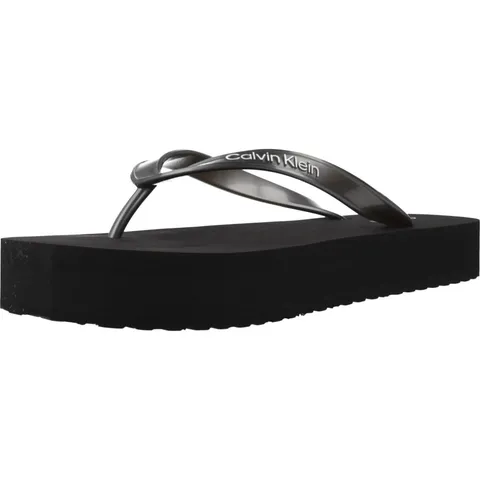 Calvin Klein Infradito da donna Flatform Met Tpu HW0HW03120, NERO (Triple Black), 3.5