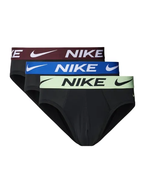 Nike Hip Brief 3PK Intimo, Blk-BRLY Volt/GME RYL/Burg CRH WB, S Uomo