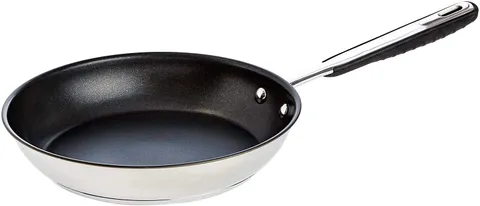 Amazon Basics Padella Antiaderente a Induzione in Acciaio Inox - con Manico Soft Touch