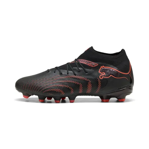 PUMA Scarpe da Calcio Unisex Future 9 PRO FG/AG, Nero-Rosso incandescente, Grigio Forte