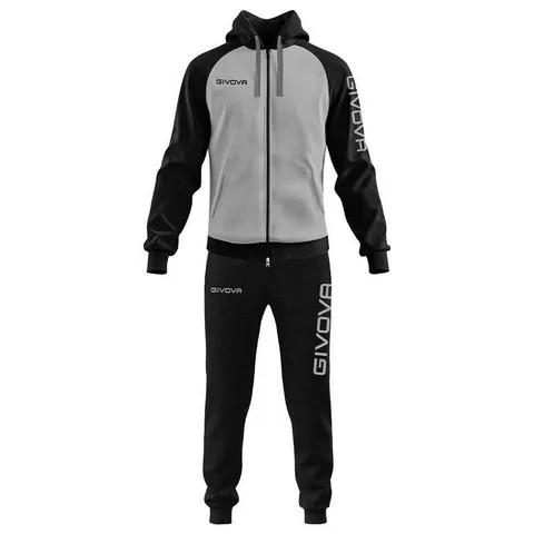 Givova TUTA Super KING Felpa Grigio Melange Chiaro/NERO Tg. S