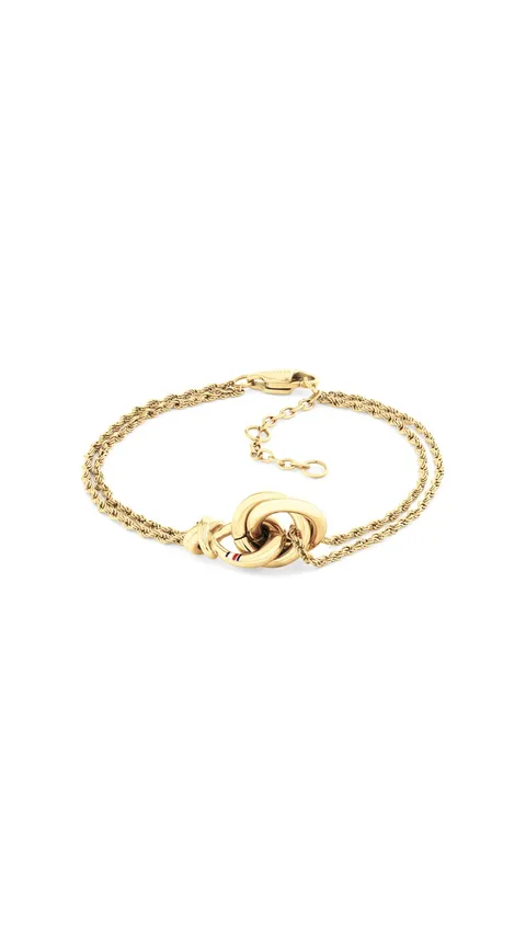 Tommy Hilfiger Jewelry Bracciale a Doppia Catena da Donna in Oro Giallo con un Nodo Nautico - 2780991