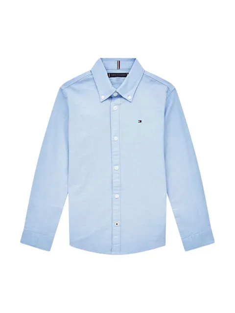 Tommy Hilfiger Bambino Camicia Oxford Elasticizzata, Blu (Calm Blue), 4 Anni