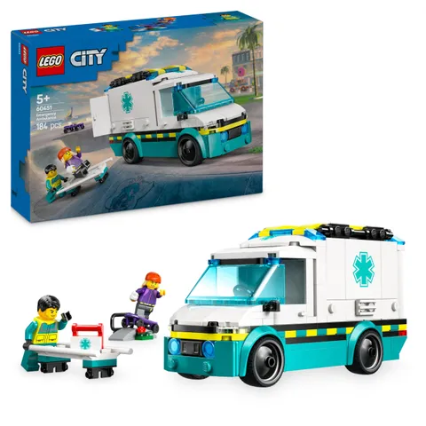 LEGO City Emergency Ambulance Toy with 2 Minifigures - Educational Learning Toys for 5+