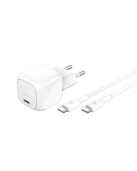 Belkin BoostCharge Caricabatterie da muro compatto da 30 W, caricatore USB-C rapido da