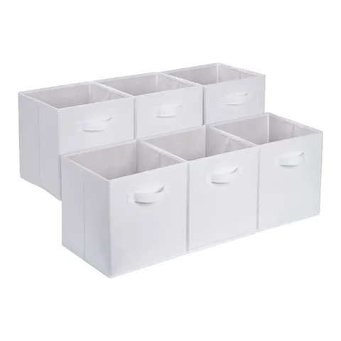 Amazon Basics Confezione da 6 cubi portaoggetti pieghevoli in tessuto, contenitori con