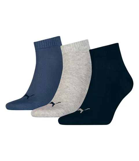 PUMA Quarter Calzini, Light Navy/Grigio/Blu, 35-38 (Pacco Da 3) Unisex-Adulto