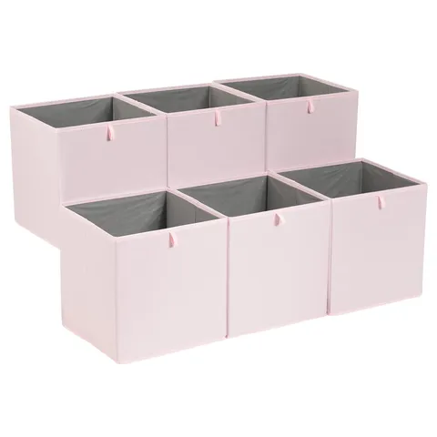 Amazon Basics Cubi portaoggetti ripiegabili, in tessuto, confezione da 6, colore rosa