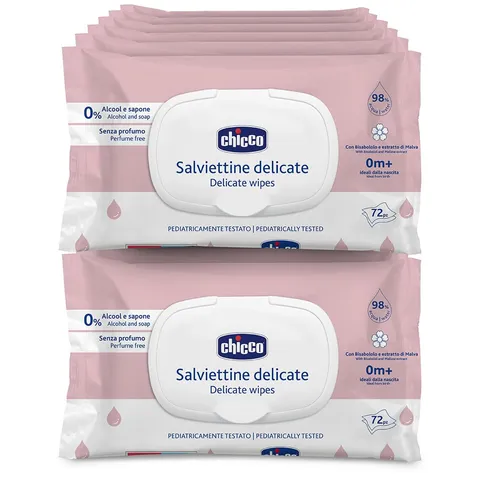 Chicco Salviettine Detergenti Neonato con Clip, Megapack 864 pezzi