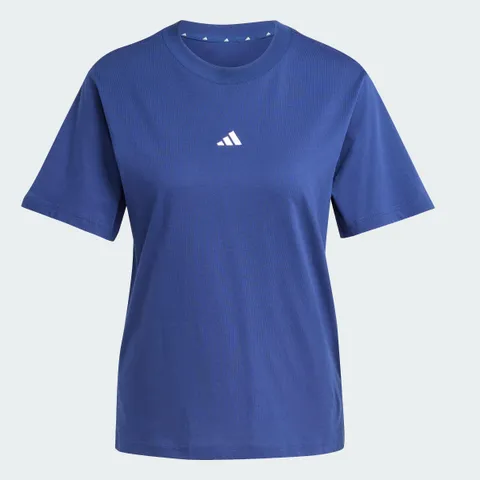 adidas Donna Essentials Small Logo Cotton Shirt, Dark Blue/White, L
