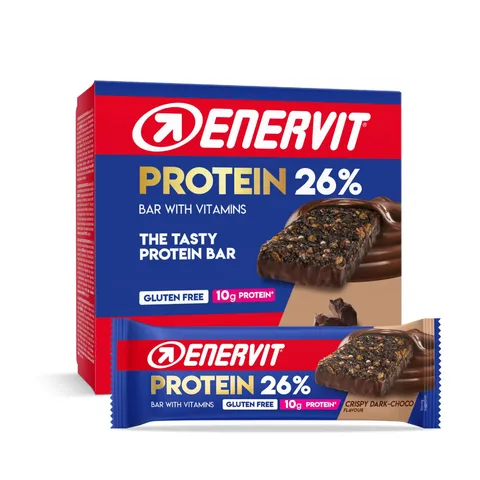 Enervit, Protein Bar 26% Crispy Dark Choco, Barrette Proteiche, 10g di Proteine, con