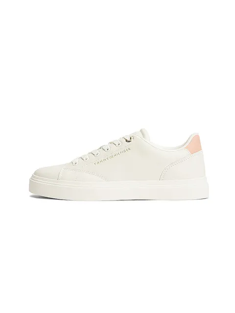 Tommy Hilfiger TH Feminine Cupsole Leather Fw0fw09105, Basso Top Donna, Pink (White/Porcelain Pink), 36 EU