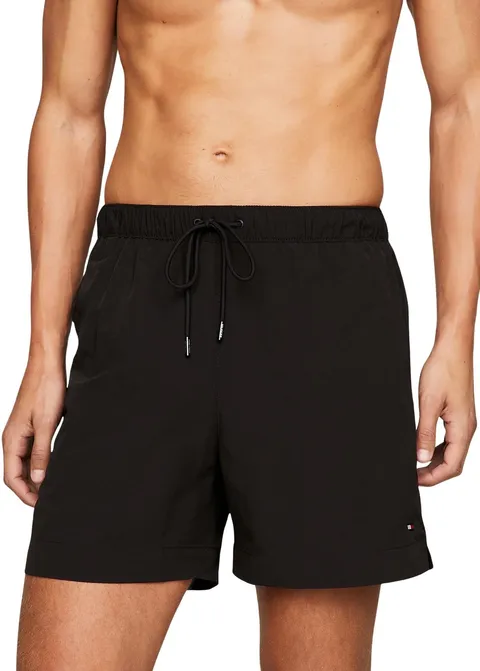 Tommy Hilfiger Uomo Pantaloncino da Bagno Medium Drawstring Lunghezza Media, Nero (Black), L