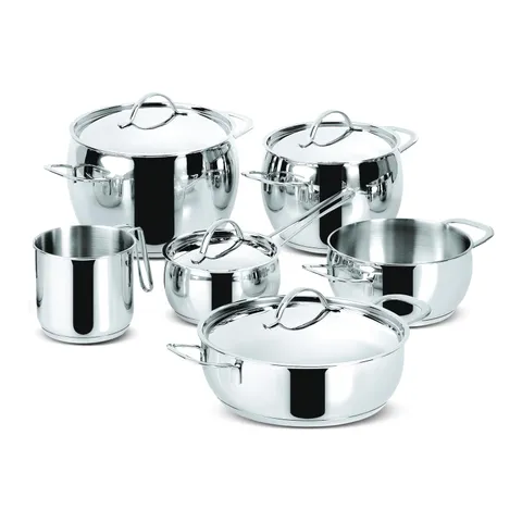 Lagostina Euforia Set di Pentole Induzione, Gas e Forno in Acciaio Inox 18/10, 10 Pezzi