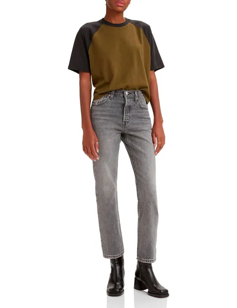 Levi's 501 Crop, Jeans Donna, Gray Worn In, 32W / 30L