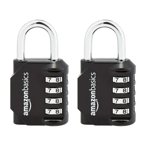 Amazon Basics 2 unità Lucchetto, Combinazione, nero, AB-PL111