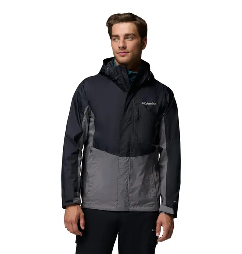 Columbia Pouring Adventure 3 Jacket, Giacca antipioggia impermeabile Uomo, Nero, Grigio
