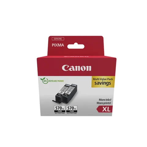 Canon Cartuccia 2 Cartucce per Stampante Originali PGI-570XL (2 x Nero) - Stampa Fino a 500 Pagine A4