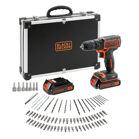 Black+Decker Kit trapano senza fili da 18 V, BDCDC18BAFC-QW