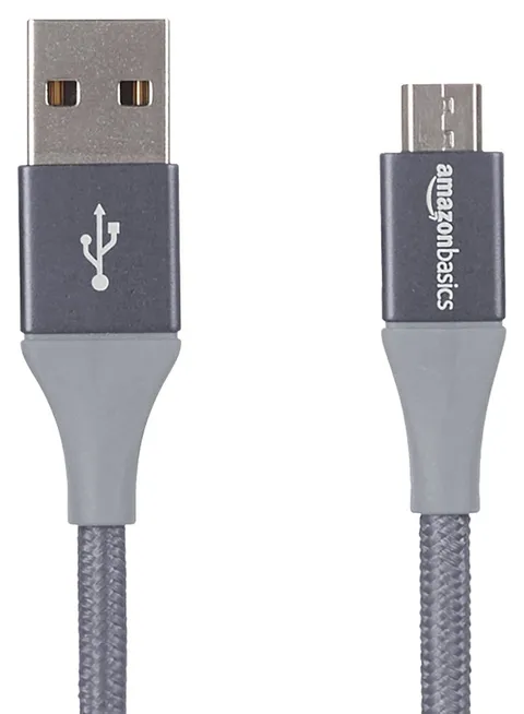 Amazon Basics Cavo da USB 2.0 USB-A a Micro USB, in nylon a doppio intreccio , 3 m,Grigio