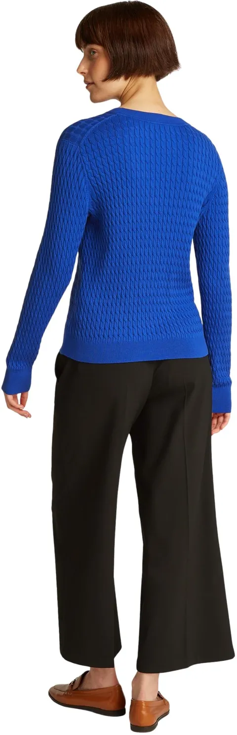 Tommy Hilfiger Donna Pullover Cable Fine Motivo a Trecce, Blu (Noble Blue), XL