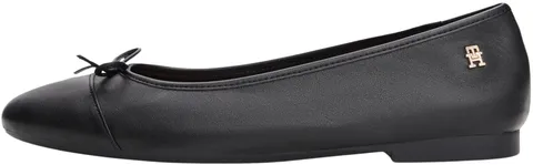 Tommy Hilfiger Donna Ballerine Toe cap in Pelle, Nero (Black), 39