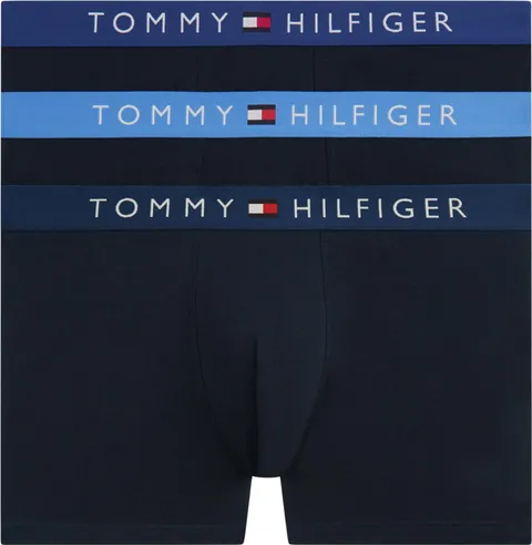 Tommy Hilfiger Uomo Boxer Confezione da 3 con Fascia con Logo, Blu (Blu JN/WDG Blu/Blu