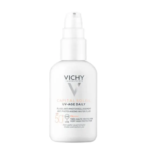 Vichy Capital Soleil, UV-Age Daily SPF 50+, Fluido Anti-Fotoinvecchiamento, Per Tutti i
