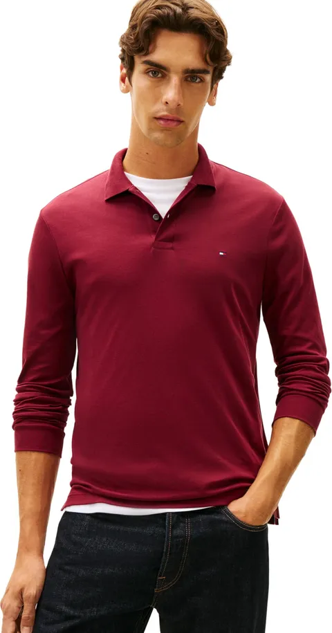 Tommy Hilfiger Polo da Uomo a Maniche Lunghe in Cotone Liquido vestibilità Regolare
