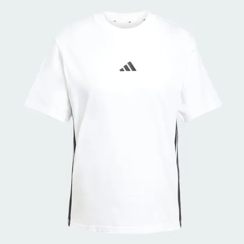 adidas Donna Essentials 3-Stripes Cotton Shirt, White/Black, XXS