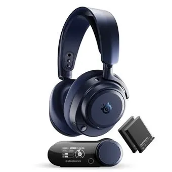 SteelSeries Arctis Nova Pro Omni - Cuffie gioco wireless Hi-Res, 96kHz/24bit, ANC, Mic ClearCast Pro, Filtro antirumore IA, App mobile, Mix 2,4GHz + BT, OmniPlay PC+PlayStation+Xbox - Blu notte