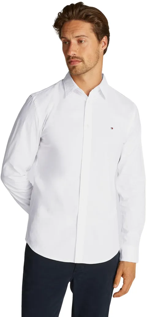 Tommy Hilfiger Uomo Camicia Flex Poplin Kent Collar Camicia da Lavoro, Bianco (Optic