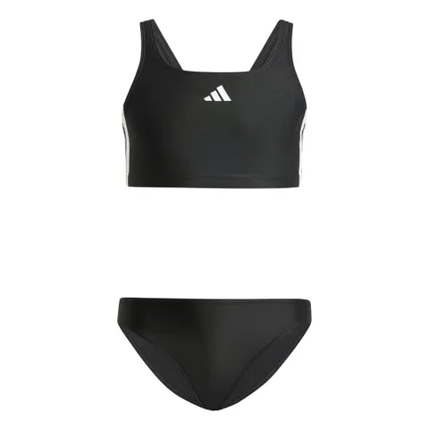 adidas Bambina 3-Stripes V-Back Bikini, Black/White, 2-3 Years