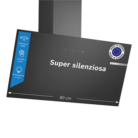 Bosch DWK85DK60 Serie 2, Cappa a parete, Estremamente silenziosa, Illuminazione a LED