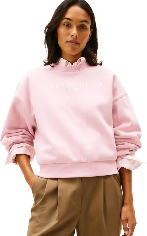 Tommy Hilfiger Felpa da Donna Corp Logo MDRN Swtsrt WW0WW47831 Pullover, Rosa (Bonita