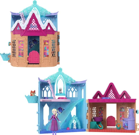 Mattel Disney Frozen - Cuccioli Invernali, set castello con mini bambola Elsa e 3 amici