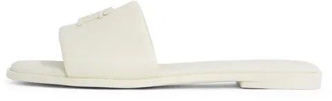 Tommy Hilfiger Donna Sandali Logo Hardware Leather Sabot, Avorio (Muslin), 37