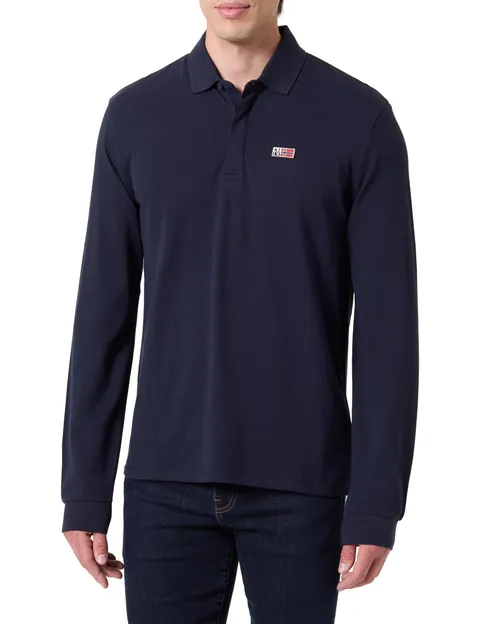Napapijri Evan Long Sleeve Polo Shirt Blue Marine