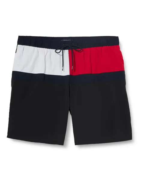 Tommy Hilfiger Uomo Pantaloncino da Bagno Long Drawstring con Coulisse, Nero (Black), L